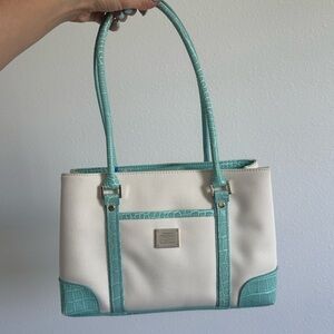 Liz Claiborne White and Teal Handbag